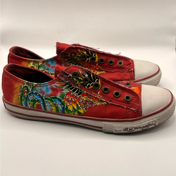Ed Hardy Y2K women's tattoo slip-on "Love Eternal" rhinestones sneaker size 10 - Picture 2 of 6